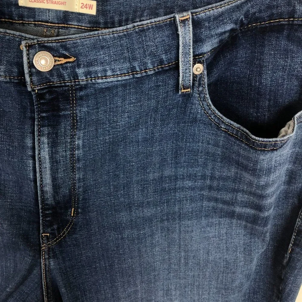 Levi's Classic Straight Denim Blue Jeans Women's Size 24W